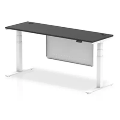 Air 1800x600 Height Adjustable Desk Black CP White Leg Modesty Panel