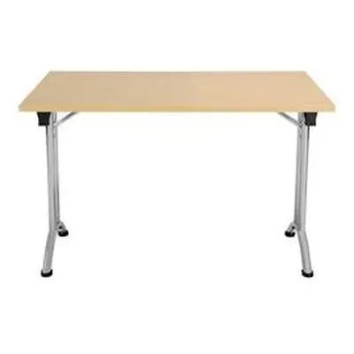 Allegro Folding Table 1200x700 Silver Frame Oak Top Ref OUFT1270SVNO