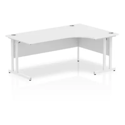 Impulse 1800mm Right Crescent Desk White Top White Cantilever Leg