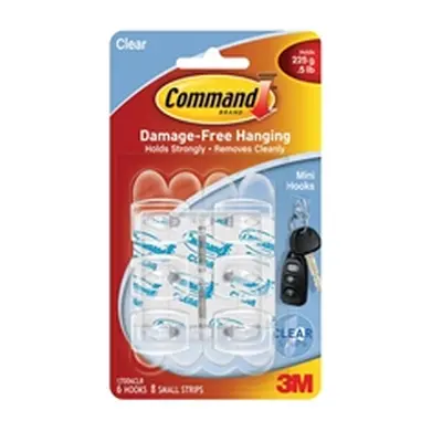 Command Adhesive Hooks Mini Clear [Pack 6] - 17006CLR