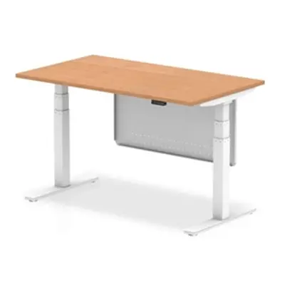 Air 1400x800 Height Adjustable Desk Oak White Leg Modesty Panel