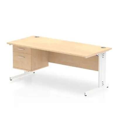 Impulse 1800x800 Desk Maple White Cable Managed Leg + Fixed Pedestal