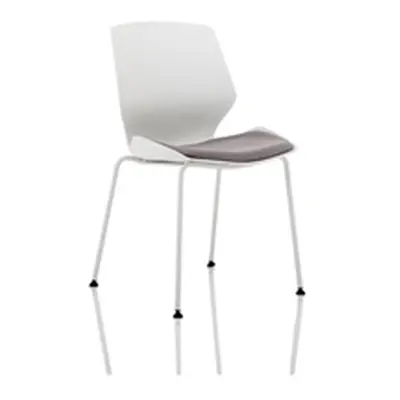 Florence White Frame Dark Grey Fabric Visitor Chair - BR000209