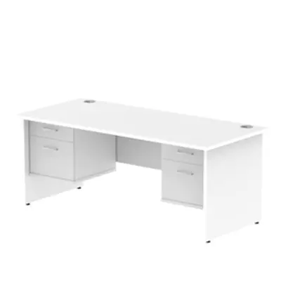 Impulse 1800x800mm Desk White Top Panel Leg 2x2 Drawer Fixed Pedestal