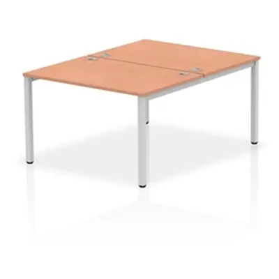 Impulse Bench B2B 2 Person 1200 Silver Frame Office Bench Desk Beech