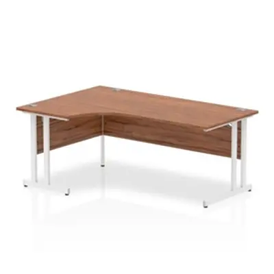 Impulse 1800mm Left Crescent Desk Walnut Top White Cantilever Leg