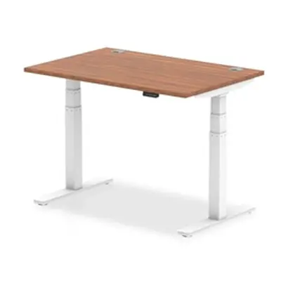 Air 1200x800mm Height Adjustable Desk Walnut Top Cable Ports White Leg