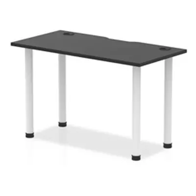 Impulse Black 1200 x 600mm Straight Table Black CP White Leg