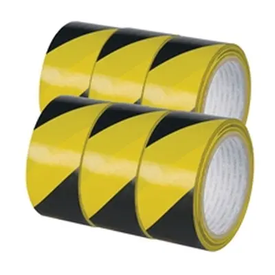 Q-Connect Yellow Black Hazard Tape (Pack of 6) Ref KF04383