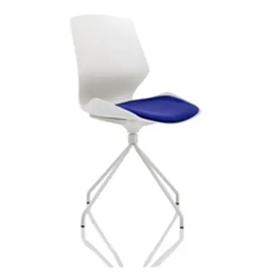 Florence Spindle White Frame Visitor Chair in Bespoke Seat Stevia Blue