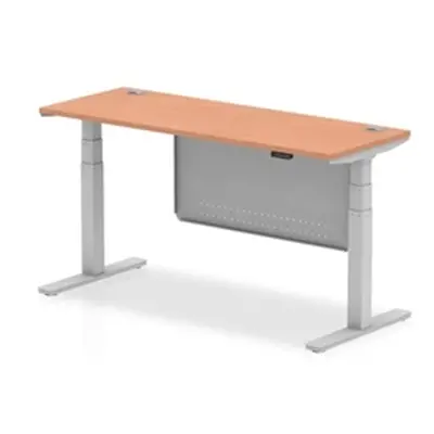 Air 1600x600 Height Adjustable Desk Beech CP Silver Leg Modesty Panel