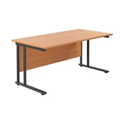 1600x800 Twin Upright Rectangular Desk Beech-Black