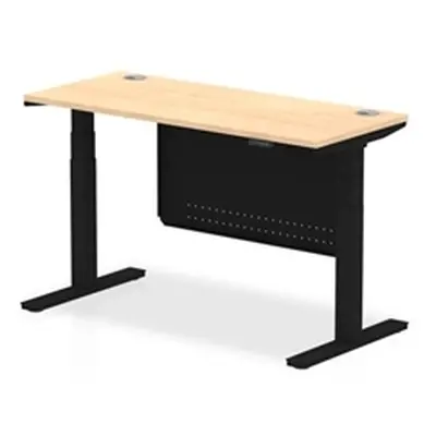 Air 1400x600 Height Adjustable Desk Maple CP Black Leg Modesty Panel