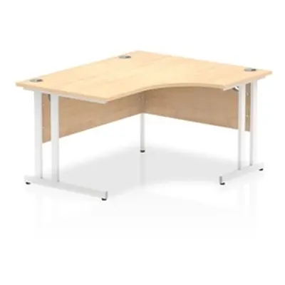 Impulse 1400mm Right Crescent Desk Maple Top White Cantilever Leg