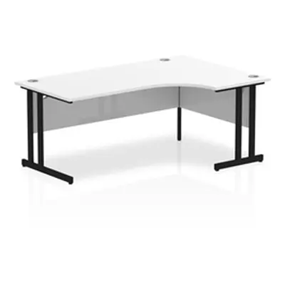 Impulse 1800mm Right Crescent Desk White Top Black Cantilever Leg