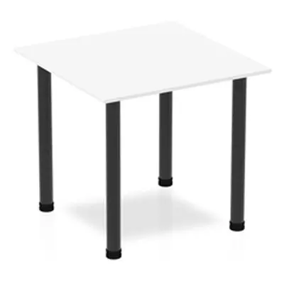 Impulse 800mm Square Table White Top Black Post Leg