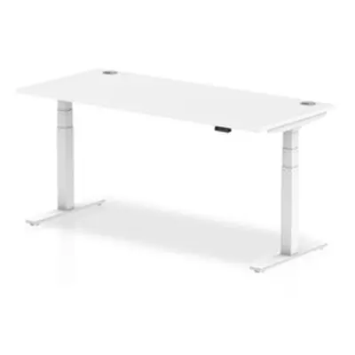 Air 1800x800mm Height Adjustable Desk White Top Cable Ports White Leg