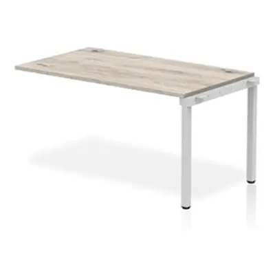 Impulse Bench Single Row Ext Kit 1400 Silver Frame Bench Desk Grey Oak