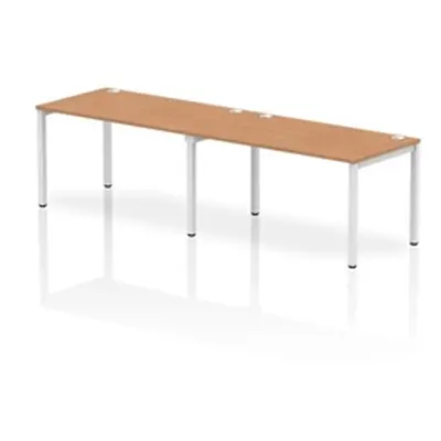 Impulse Bench Single Row 2 Person 1400 White Frame Bench Desk Oak