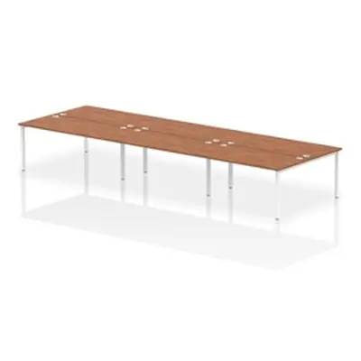 Impulse Bench B2B 6 Person 1600 White Frame Office Bench Desk Walnut