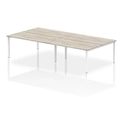 Impulse Bench B2B 4 Person 1600 White Frame Office Bench Desk Grey Oak