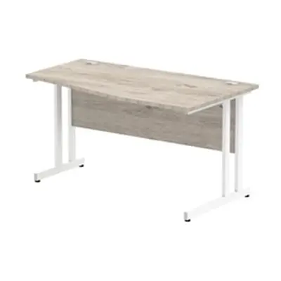 Impulse 800x600mm Straight Desk Grey Oak Silver Cable Managed Leg