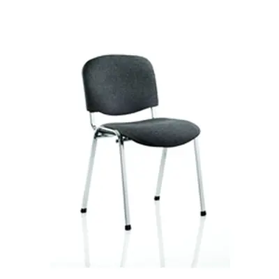 ISO Stacking Chair Charcoal Fabric Chrome Frame Without Arms