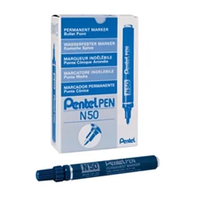 Pentel N50 Permanent Bullet Marker Broad Blue (Pack of 12) N50-C