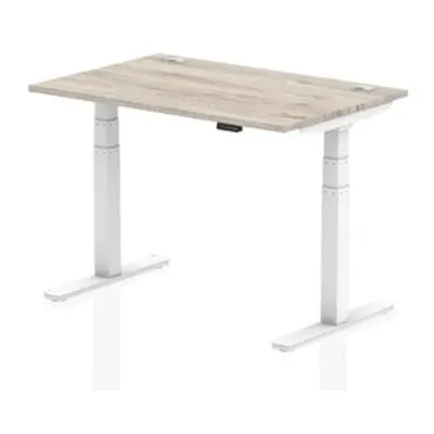 Air 1200x800mm Height Adjustable Desk Grey Oak Cable Ports White Leg