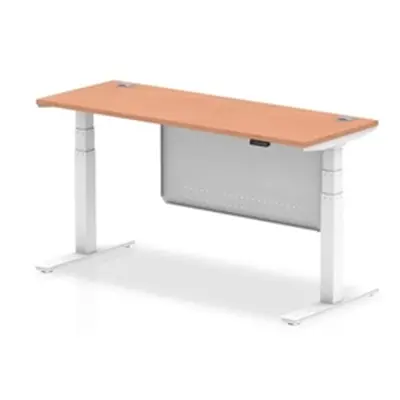 Air 1600x600 Height Adjustable Desk Beech CP White Leg Modesty Panel