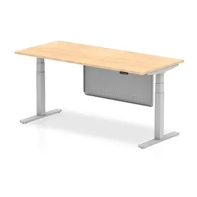 Air 1800 x 800mm Height Adjustable Desk Maple Silver Leg Modesty Panel