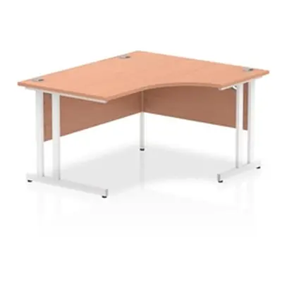 Impulse 1400mm Right Crescent Desk Beech Top White Cantilever Leg