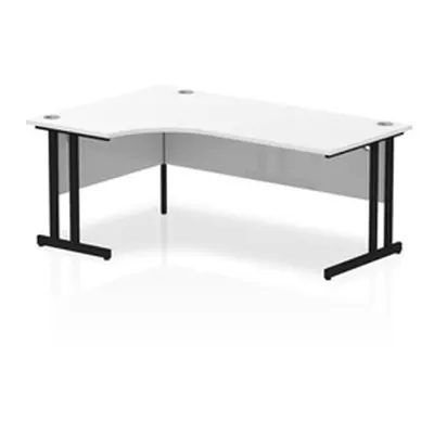 Impulse 1800mm Left Crescent Desk White Top Black Cantilever Leg