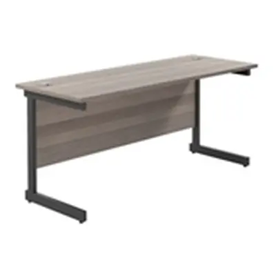 1800x600 Single Upright Rectangular Desk Grey Oak-Black