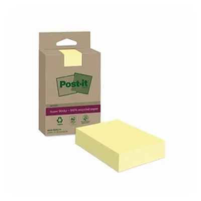 Post-it Super Sticky Recycled Notes Lined 102x152mm Yellow (Pack of 4)