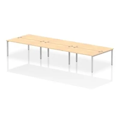 Impulse Bench B2B 6 Person 1600 Silver Frame Office Bench Desk Maple