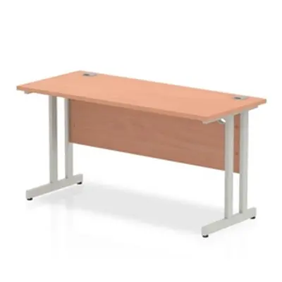 Impulse 1400/600 Rectangle Silver Cantilever Leg Desk Beech - MI001680