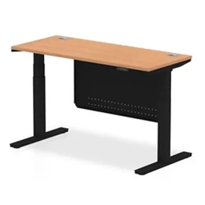 Air 1400x600 Height Adjustable Desk Oak CP Black Leg Modesty Panel