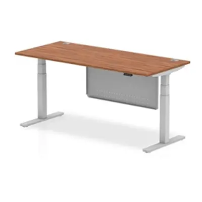 Air 1800x800 Height Adjustable Desk Walnut CP Silver Leg Modesty Panel