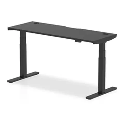 Air 1600x600mm Height Adjustable Desk Black Top Cable Ports Black Leg