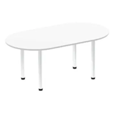 Impulse 1800mm Boardroom Table White Top Chrome Post Leg