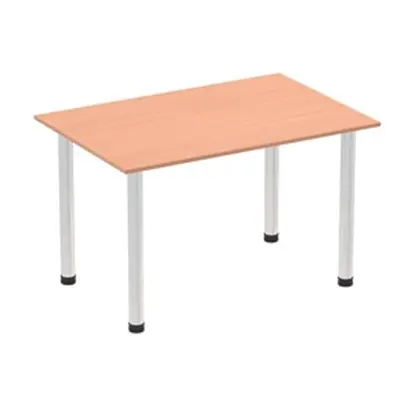 Impulse 1200mm Straight Table Beech Top Brushed Aluminium Post Leg