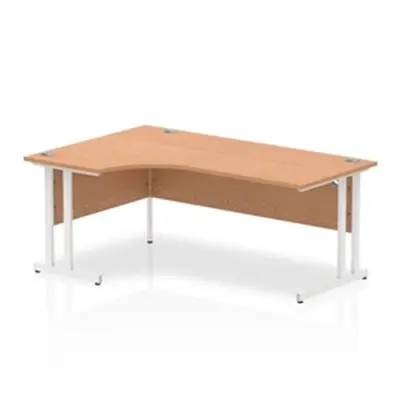 Impulse 1800mm Left Crescent Desk Oak Top White Cantilever Leg