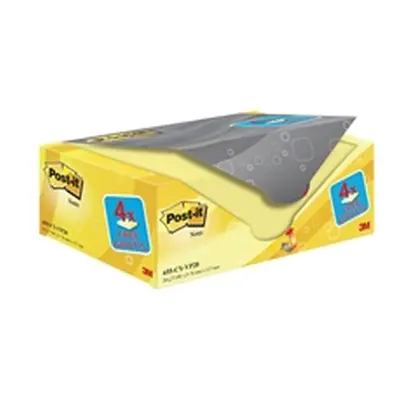 Post-it Notes 76x127mm Canary Yellow VALUE PACK 4 FREE Pads (Pack 20)