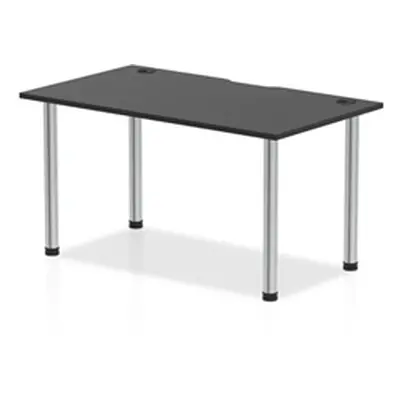 Impulse Black 1400 x 800mm Straight Table Black CP Chrome Leg