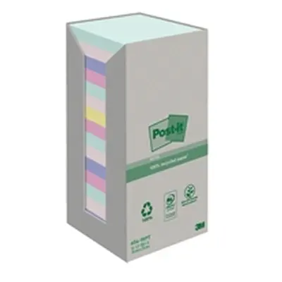 Post-it® Notes Recycled Pastel Rainbow Tower Pk16