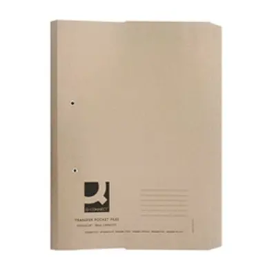 Q-Connect Transfer Pocket File 38mm Capacity Foolscap Buff (Pack 25)