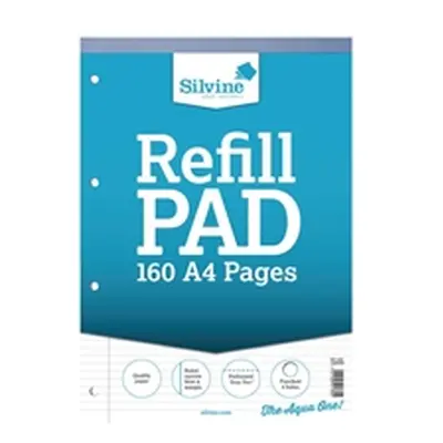 Silvine Narrow Feint Ruled Headbound Refill Pad 160 Pages A4 (6 Pack)