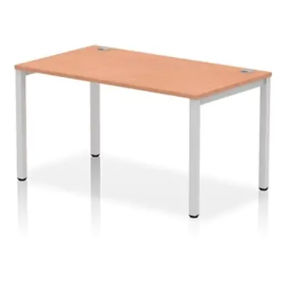 Impulse Bench Single Row 1400 Silver Frame Office Bench Desk Beech