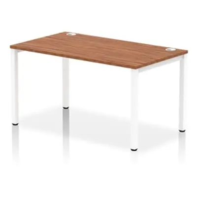 Impulse Bench Single Row 1400 White Frame Office Bench Desk Walnut